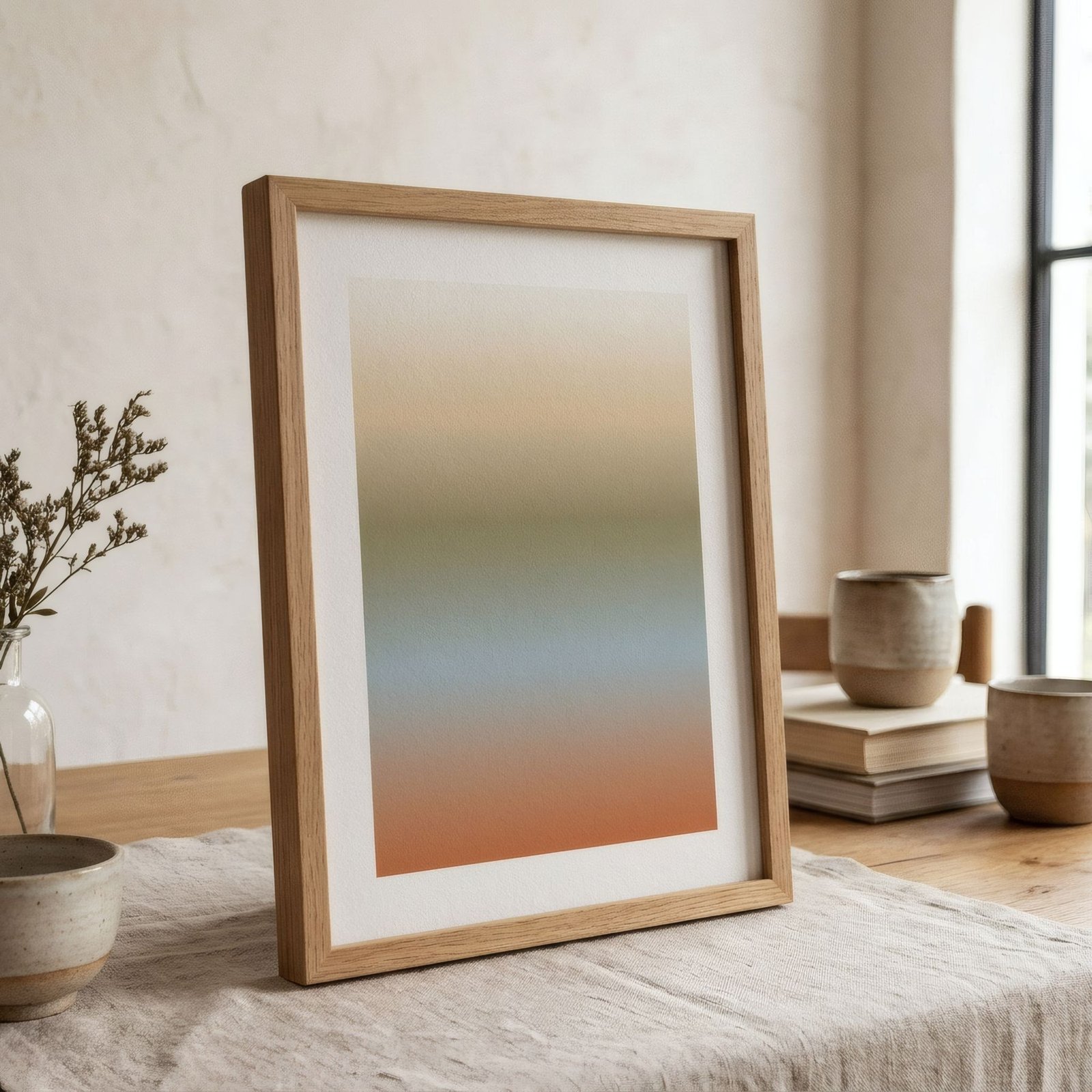 Macro of a smooth colour gradient printed on matte paper